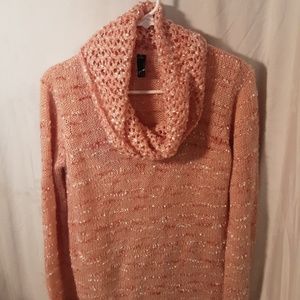 GNW sweater, small, peach, cowl
